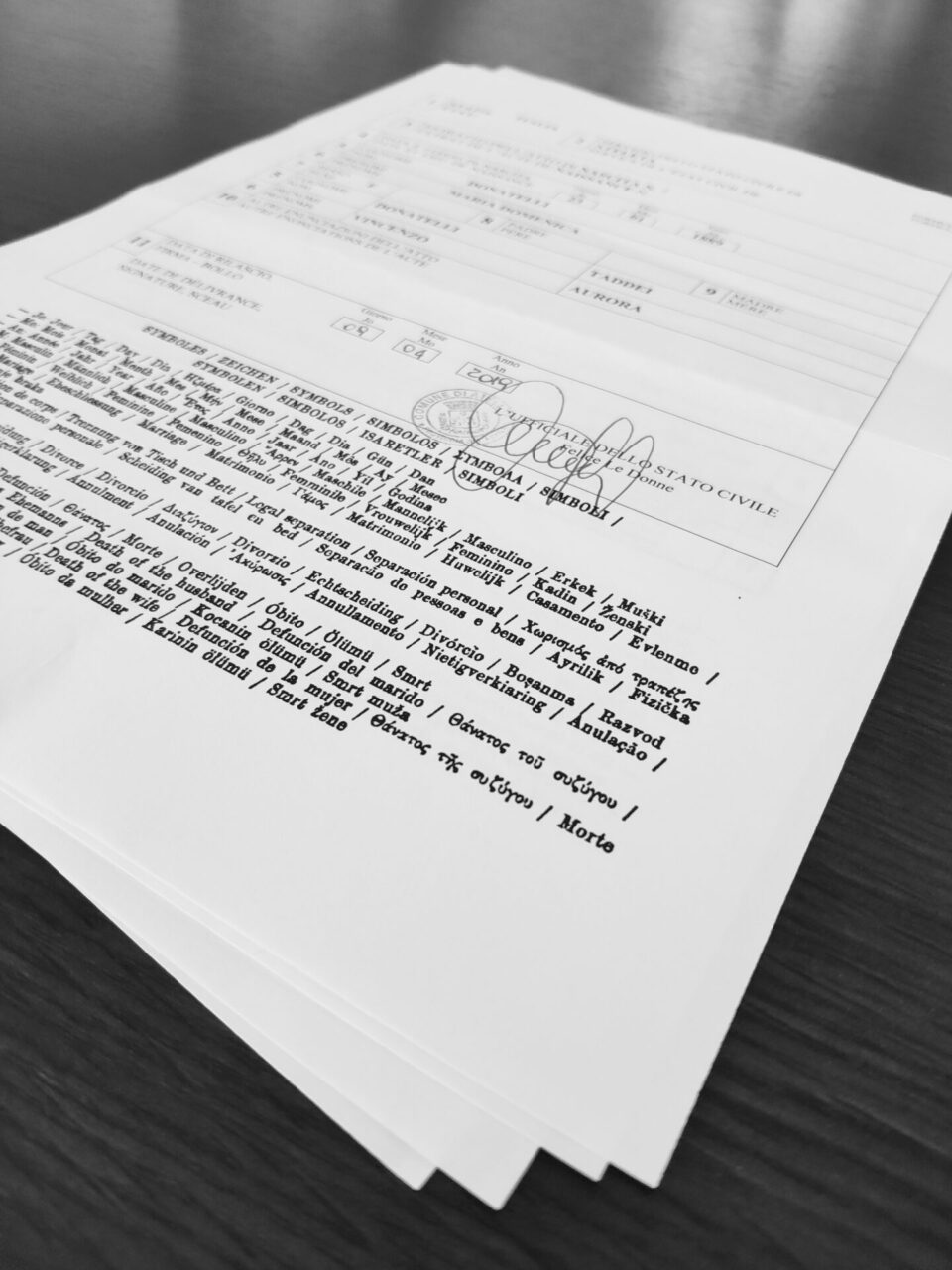 Italian birth certificate